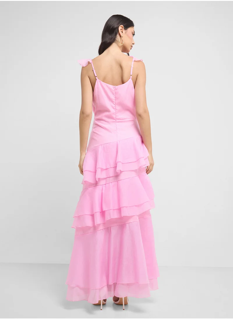 ايلا Asymmetric Ruffled Dress