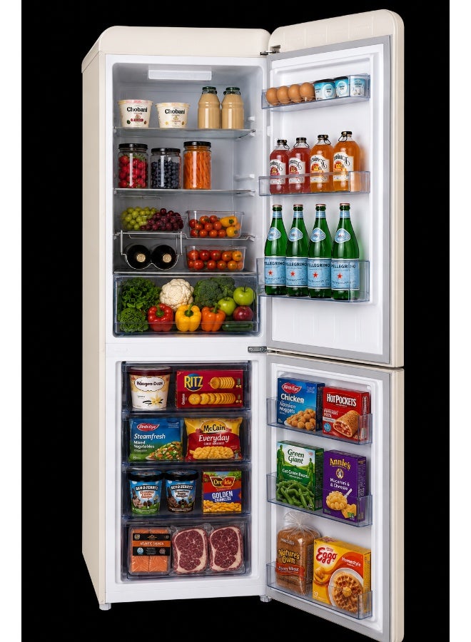 HOOVER 300L Bottom Mount Retro Style Refrigerator,Total No Frost Design,Humidity Control, Electronic Control & LED Light, Silver Strip & Ice Twister,1 Year Warranty, Cream - HBR-M300-RC 300 L HBR-M300-RC Cream - Image 5