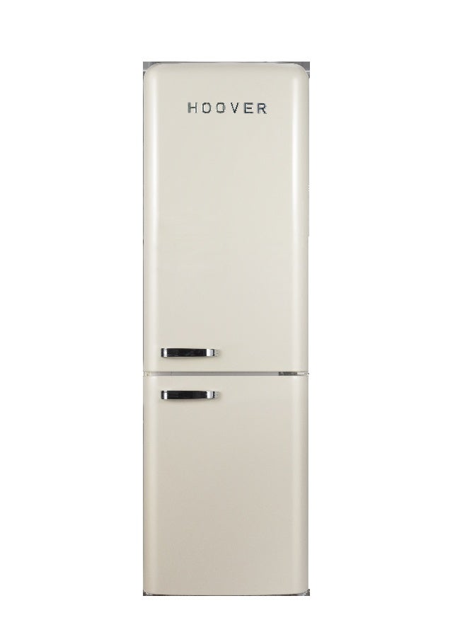 HOOVER 300L Bottom Mount Retro Style Refrigerator,Total No Frost Design,Humidity Control, Electronic Control & LED Light, Silver Strip & Ice Twister,1 Year Warranty, Cream - HBR-M300-RC 300 L HBR-M300-RC Cream - Image 1