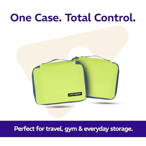 Provogue Nest Toiletry Case for Men & Women, Water Wicking Polyester Fabric, Travel Pouch for Toiletries Shaving Kit & Travel Accessories with Hanger, Toiletry Bag for Men and Women, Glow Lime - Image 3