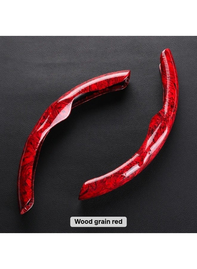 Steering Wheel Cover Wood Grain Red Style