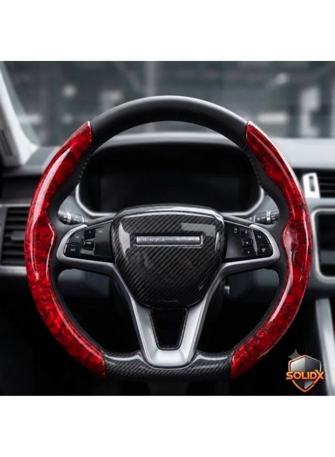 SolidX Steering Wheel Cover Wood Grain Red Style - Image 2