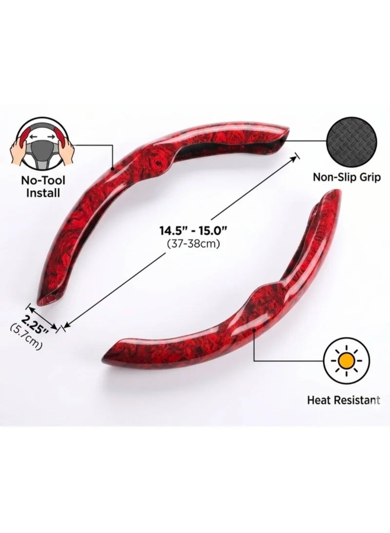 SolidX Steering Wheel Cover Wood Grain Red Style - Image 5