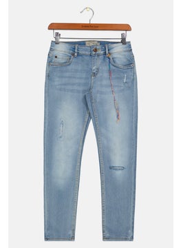 Kids Girl Skinny Fit Stretchable Washed Denim Jeans, Light Blue