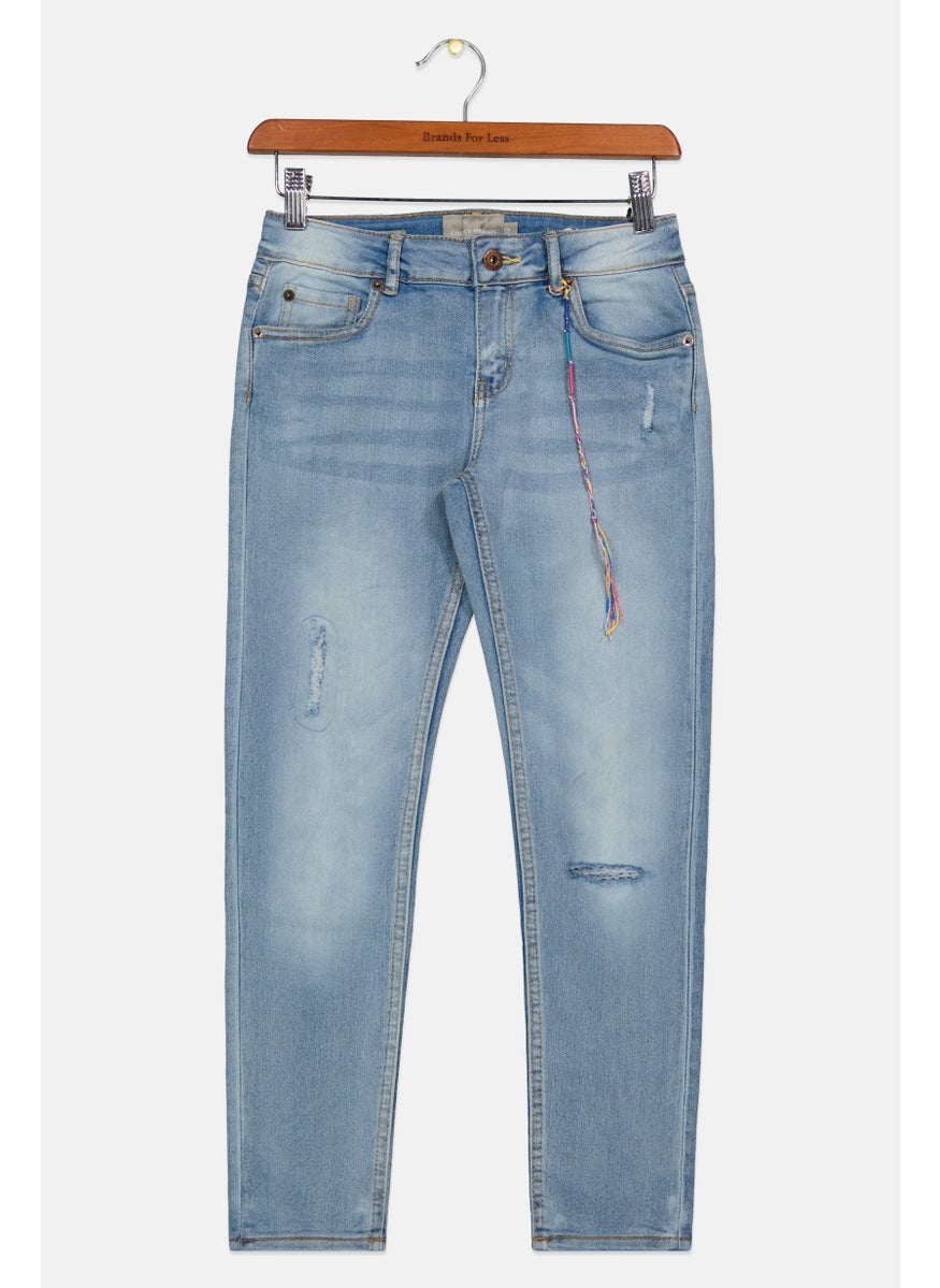 LUCKY BRAND - Kids Girl Skinny Fit Stretchable Washed Denim Jeans, Light Blue - Image 1