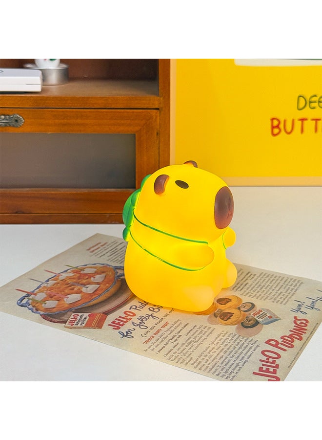 Year Night Market Cartoon Cute Night Light Stall Children's Luminous Toys Year Gift Small Ornaments-Color:Kapibala#Backpack Turtle Style + Raffia + Transparent Gift Box-Specifications:Warm Light - Image 1