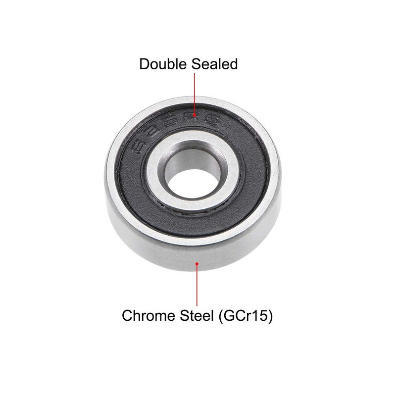 uxcell 625-2RS Deep Groove Ball Bearing 5x16x5mm Double Sealed ABEC-3 Bearings 10-Pack - Image 2