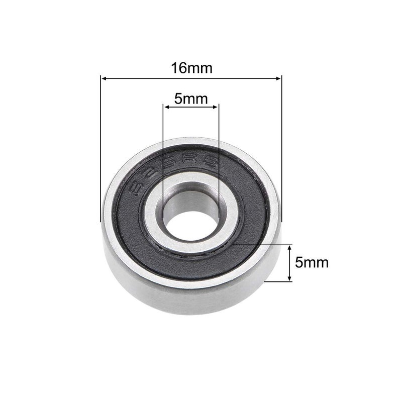 uxcell 625-2RS Deep Groove Ball Bearing 5x16x5mm Double Sealed ABEC-3 Bearings 10-Pack - Image 3