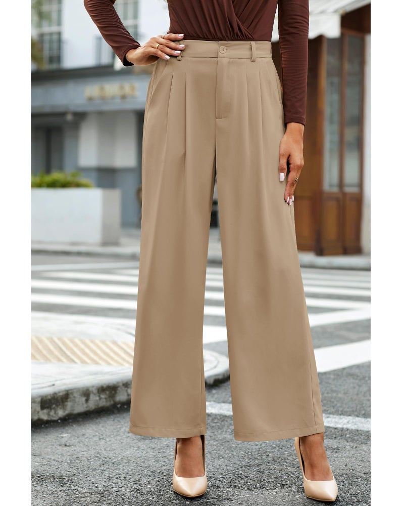 GRAPENT Lightweight Fall Pants Women Trousers High Waisted Summer Work Pants Womens Pants Old Money Aesthetic Clothing for Women Dress Slacks Outfits Color Petite Khaki Size Medium Size 8 Size 10 - Image 3