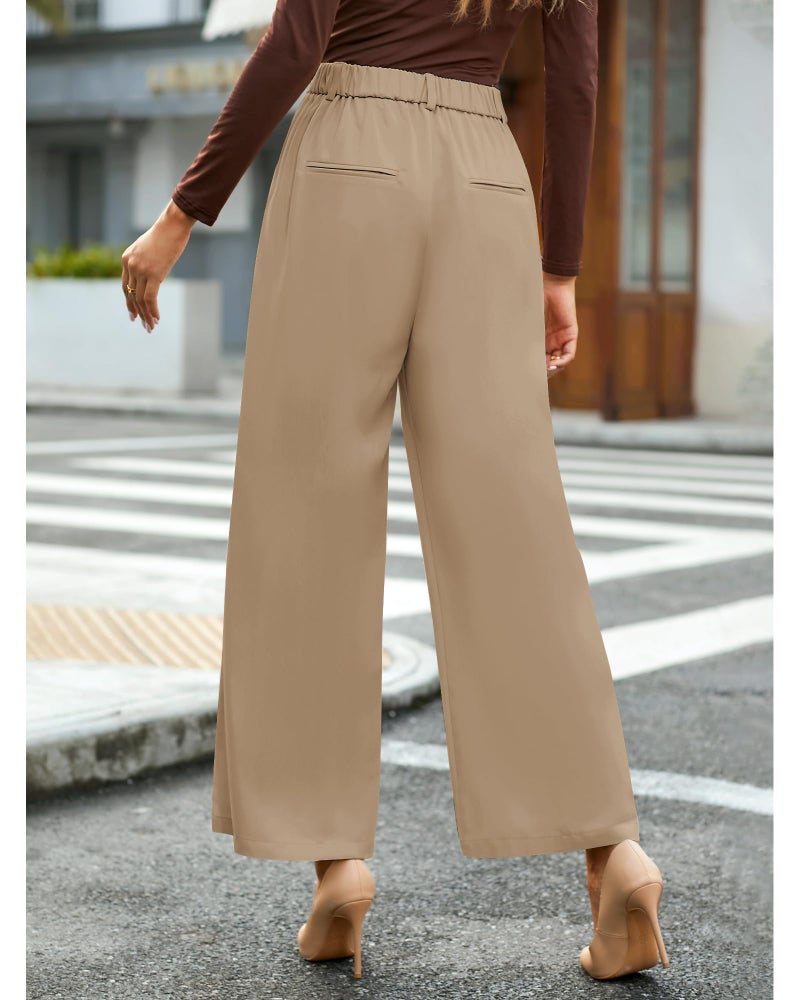 GRAPENT Lightweight Fall Pants Women Trousers High Waisted Summer Work Pants Womens Pants Old Money Aesthetic Clothing for Women Dress Slacks Outfits Color Petite Khaki Size Medium Size 8 Size 10 - Image 2