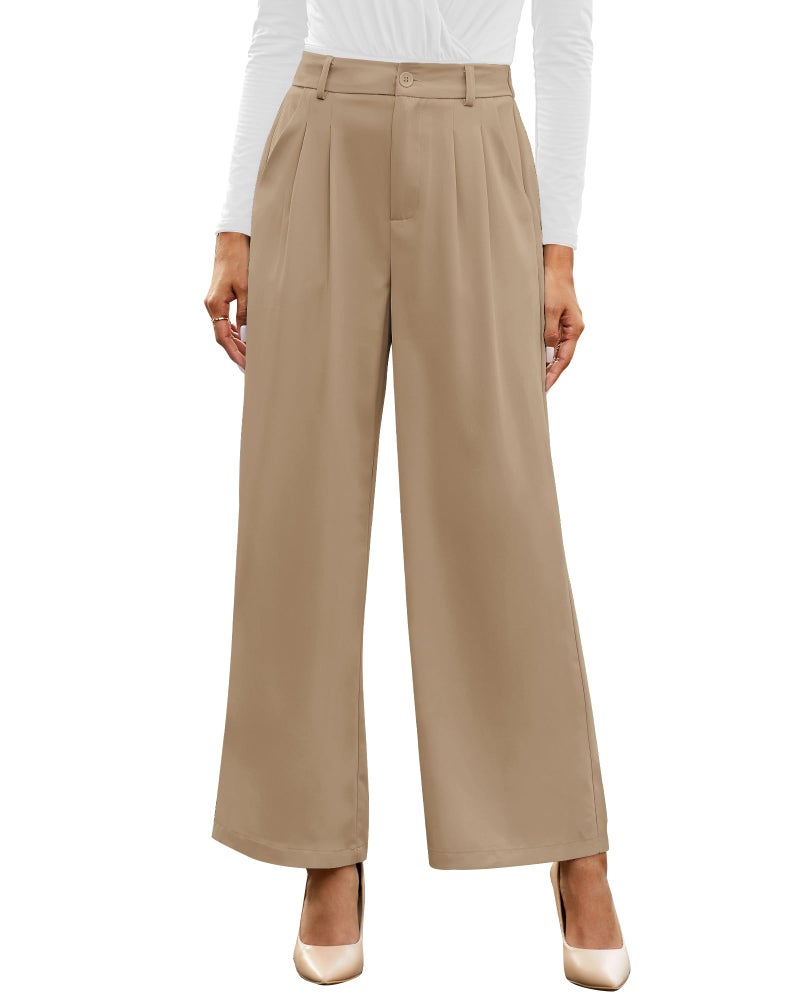 GRAPENT Lightweight Fall Pants Women Trousers High Waisted Summer Work Pants Womens Pants Old Money Aesthetic Clothing for Women Dress Slacks Outfits Color Petite Khaki Size Medium Size 8 Size 10 - Image 1