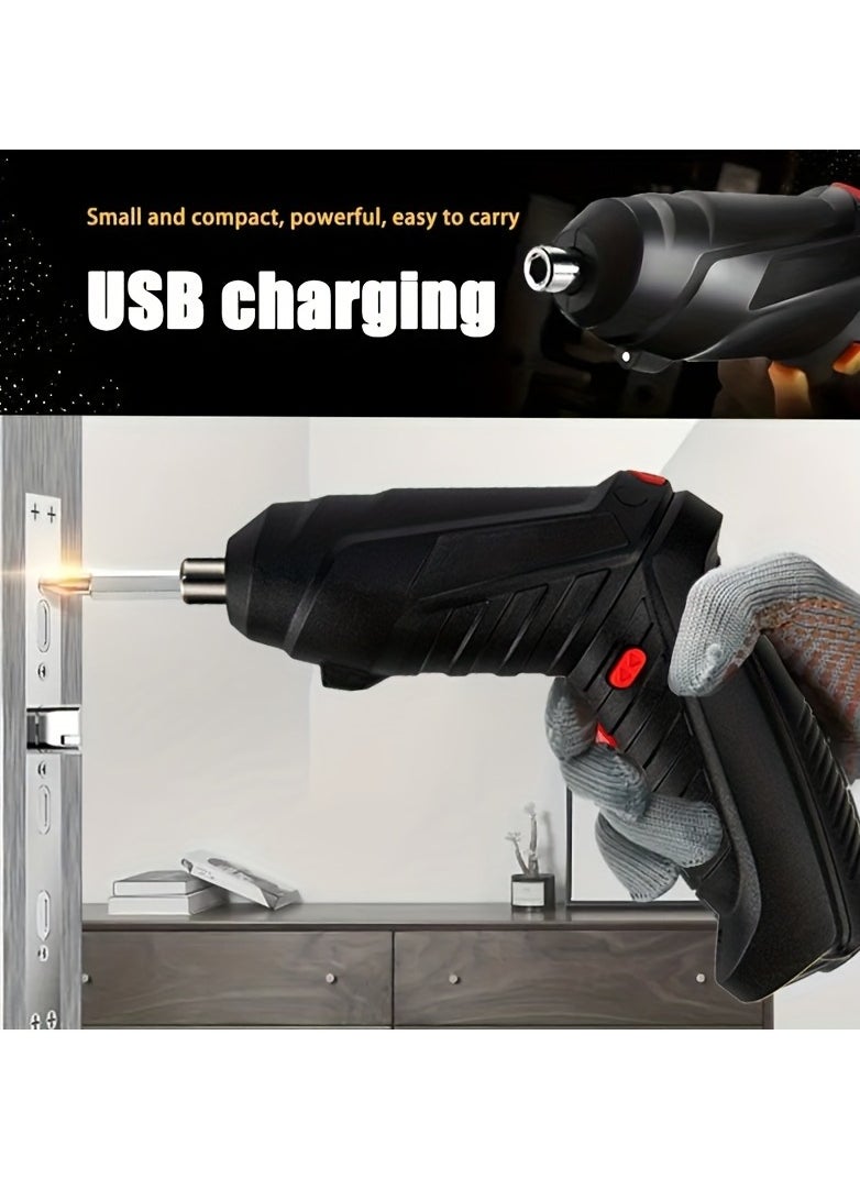 Generic - Electric Screwdriver 15 Pcs, Rechargeable Electric Power Screwdriver Set with Pivoting Handle & LED Light, Cordless Screwdriver Bit, USB Charging Cable, Carrying Case - Image 1