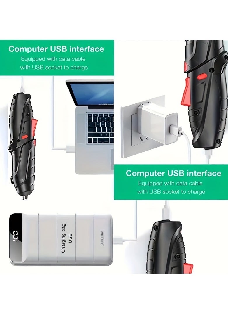 Generic - Electric Screwdriver 15 Pcs, Rechargeable Electric Power Screwdriver Set with Pivoting Handle & LED Light, Cordless Screwdriver Bit, USB Charging Cable, Carrying Case - Image 1