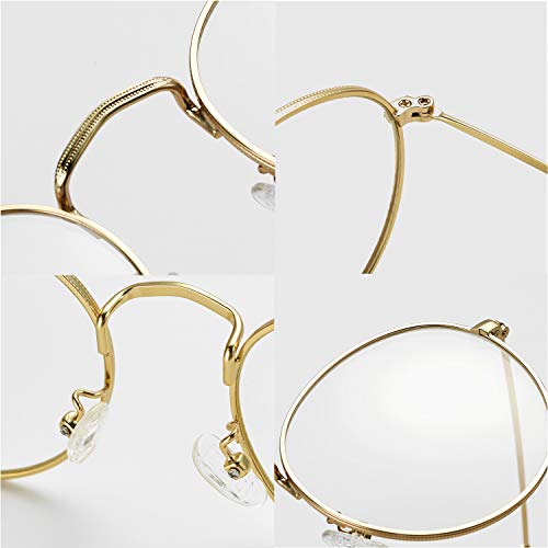 Kursan Classic Round Clear Lens Glasses for Women Men Circle Metal Frame Non-Prescription Eyeglasses (Rose Gold) - Image 5