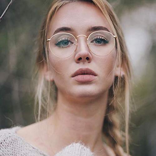 Kursan Classic Round Clear Lens Glasses for Women Men Circle Metal Frame Non-Prescription Eyeglasses (Rose Gold) - Image 2