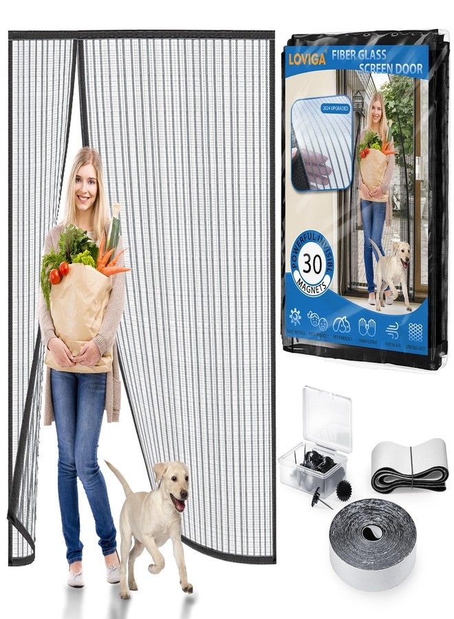 Loviga Heavy Duty Door Screen Magnetic Closure, LOVIGA 2024 Thickened Fiberglass Screen Door Mesh, Side Opened, Kids/Pets Friendly, Fine Mesh Keep Bugs Out Fit Door Size up to 70 Inch X 80 Inch - Image 1
