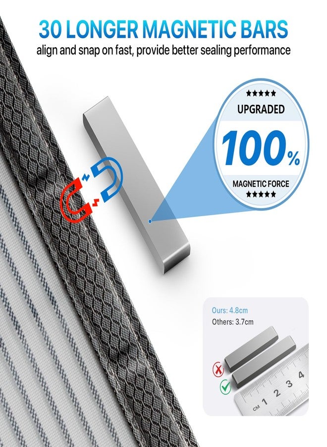 Loviga Heavy Duty Door Screen Magnetic Closure, LOVIGA 2024 Thickened Fiberglass Screen Door Mesh, Side Opened, Kids/Pets Friendly, Fine Mesh Keep Bugs Out Fit Door Size up to 70 Inch X 80 Inch - Image 4