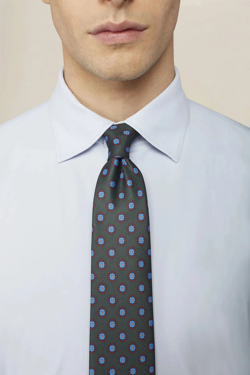 Doppelganger Men's tie with diamond print - DK Green