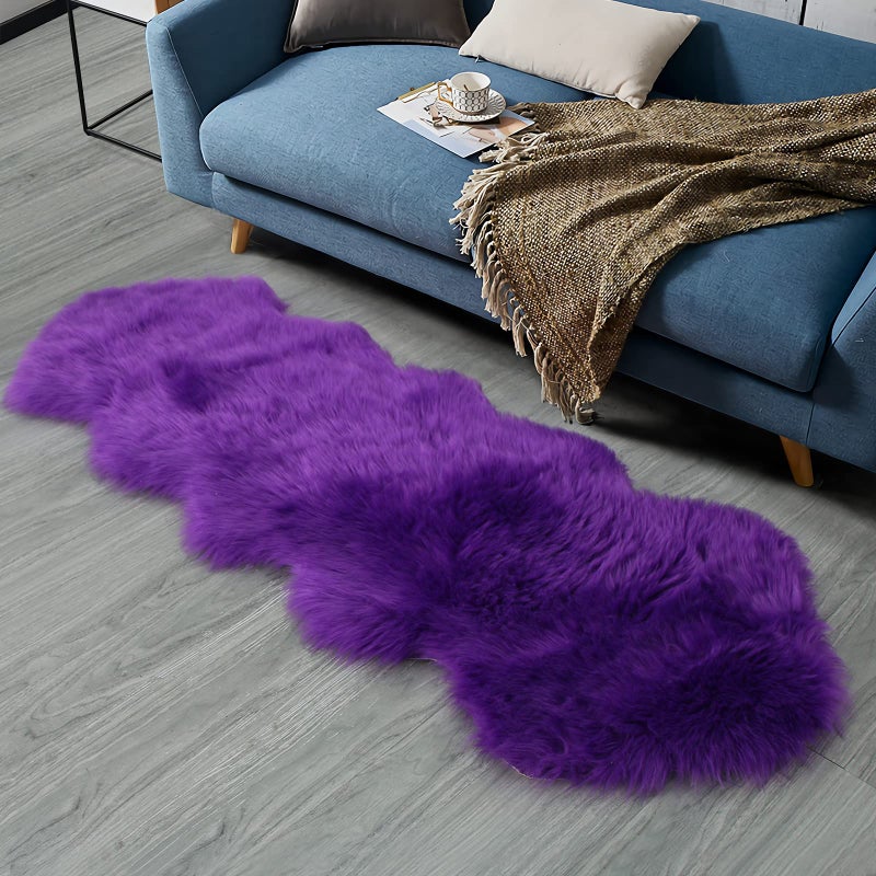 duduta Purple Faux Sheepskin Runner Rugs 2x6 ft Fluffy Shag Bedroom Rug Fur Sofa Couch Covers Washable