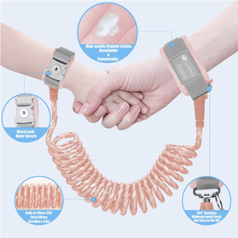 WSZCML Toddler Harness Walking Leash- Child Anti Lost Wrist Link - Child Safety Harness - Upgrade with Reflective(6.5ft) - for Boys and Girls to Disneyland, Zoo or Mall. (Pink) - Image 2