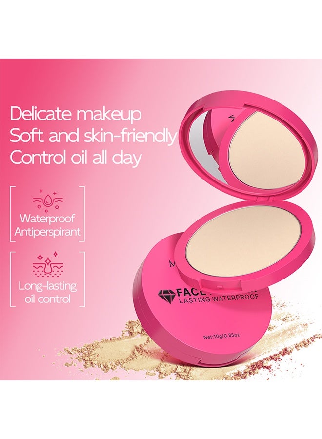 مايتشير بودرة وجه عالية الدقة - بودرة وجه مقاومة للماء تدوم طويلاً - بودرة تثبيت كونسيلر مطفية ماصة للزيوت للوجه، بودرة مضغوطة مقاومة للماء تدوم طويلاً (02# اللون الطبيعي) - Image 4