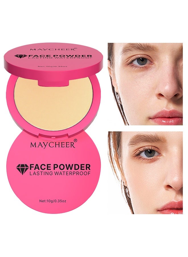 مايتشير بودرة وجه عالية الدقة - بودرة وجه مقاومة للماء تدوم طويلاً - بودرة تثبيت كونسيلر مطفية ماصة للزيوت للوجه، بودرة مضغوطة مقاومة للماء تدوم طويلاً (02# اللون الطبيعي) - Image 1