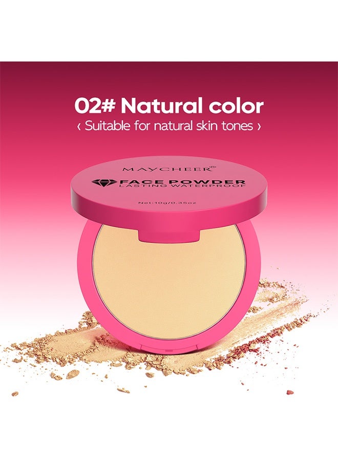 مايتشير بودرة وجه عالية الدقة - بودرة وجه مقاومة للماء تدوم طويلاً - بودرة تثبيت كونسيلر مطفية ماصة للزيوت للوجه، بودرة مضغوطة مقاومة للماء تدوم طويلاً (02# اللون الطبيعي) - Image 2
