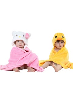 Baby'S Fleece Bath Towel Hooded Wrapper, Yellow, Pink- Pack Of 2 - pzsku/ZC5E6579E8182FDF3206FZ/45/_/1735566775/3aa514df-eab5-4849-b99a-2c54d98c85f6