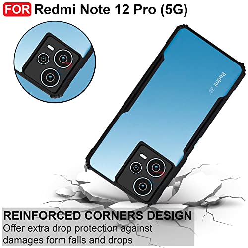 CEDO Backcover for Redmi Note 12 Pro (5G) | Camera Protection Shockproof Bumper-Edge | Acrylic Crystal Clear Transparent Back Cover (Black) - Image 3