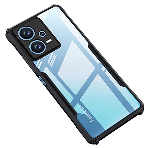 CEDO Backcover for Redmi Note 12 Pro (5G) | Camera Protection Shockproof Bumper-Edge | Acrylic Crystal Clear Transparent Back Cover (Black) - Image 1