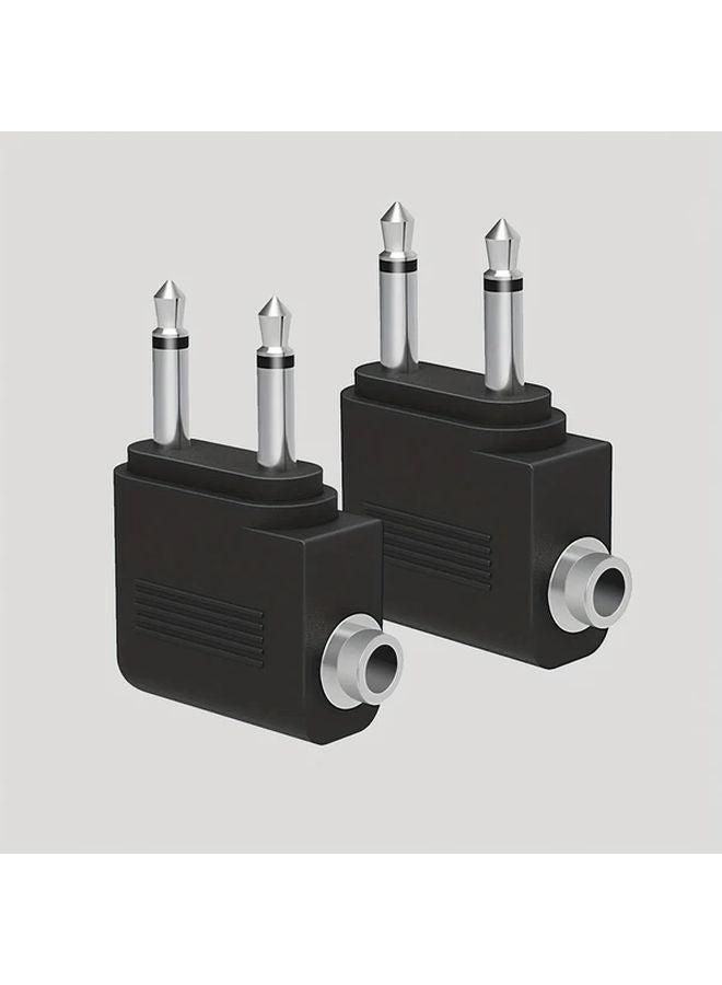 2pcs 3.5mm Male to Female Airplane Headphone Adapter Aviation Audio Jack Converter - Image 1