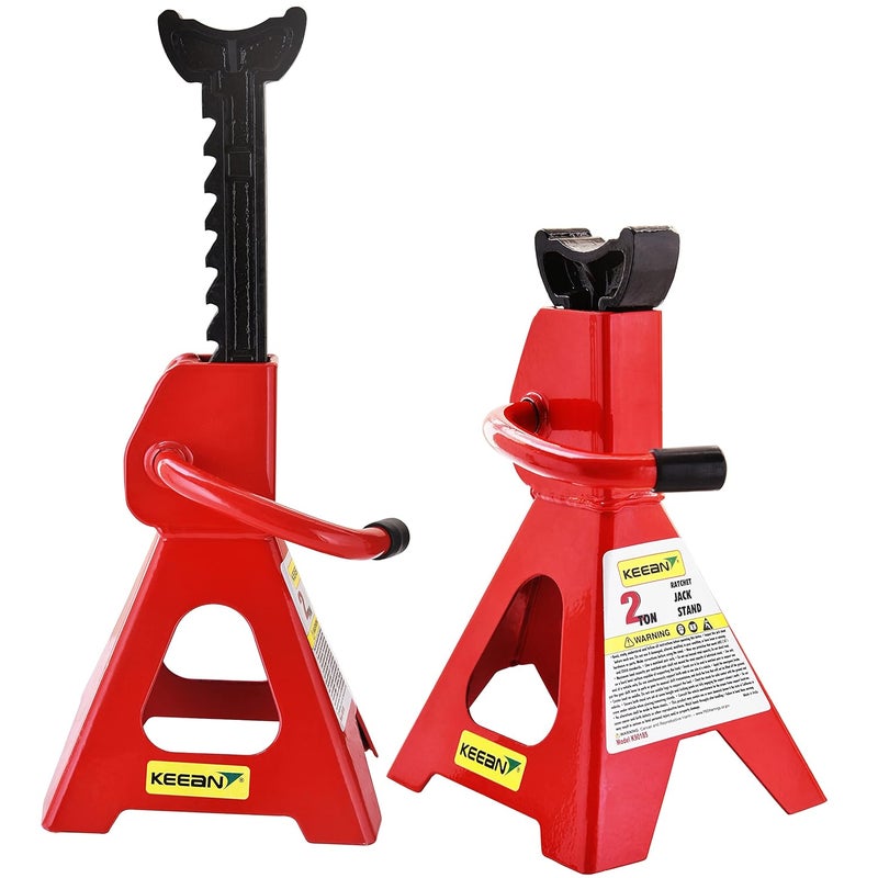 KEEAN 2 TON STEEL CAR JACK STAND WITH HEAVY DUTY SELF LOCKING RATCHET HANDLE (AUTOMOTIVE) (SET OF 2 PIECES) - Image 2