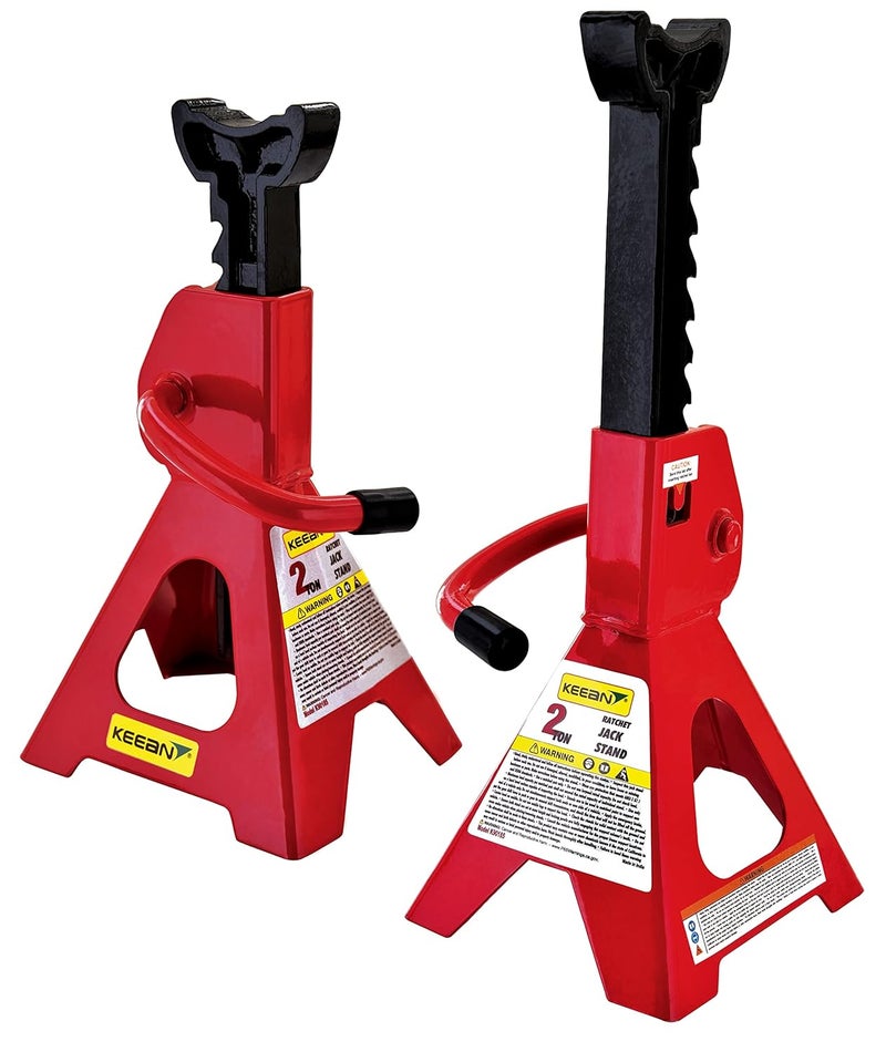 KEEAN 2 TON STEEL CAR JACK STAND WITH HEAVY DUTY SELF LOCKING RATCHET HANDLE (AUTOMOTIVE) (SET OF 2 PIECES) - Image 1