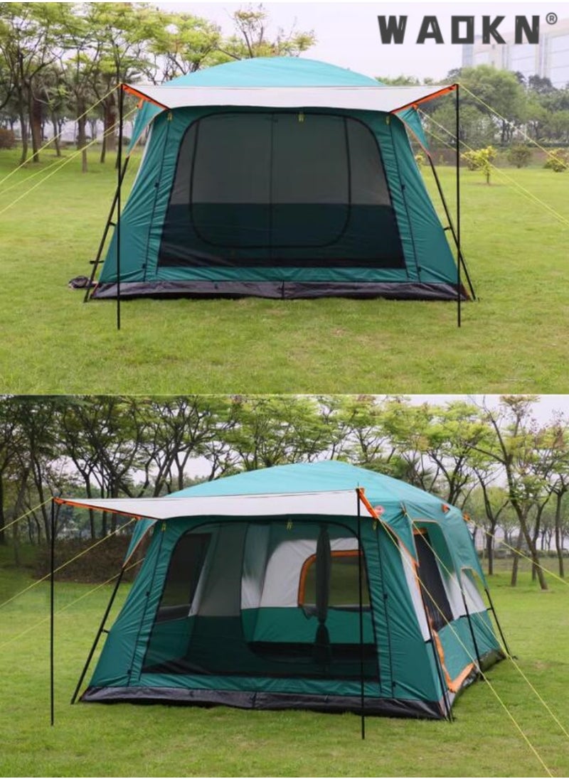 WAOKN Outdoors Two Rooms And One Living Room 3-4 Persons Camp Portable Double-Deck Big Tent，Waterproof,Double Layer,Big Tent for Outdoor,Picnic,Camping,Family Gathering，Parties, Music Festival Tent  - Image 4