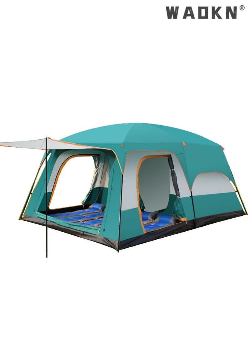 Outdoors Two Rooms And One Living Room 3-4 Persons Camp Portable Double-Deck Big Tent，Waterproof,Double Layer,Big Tent for Outdoor,Picnic,Camping,Family Gathering，Parties, Music Festival Tent
