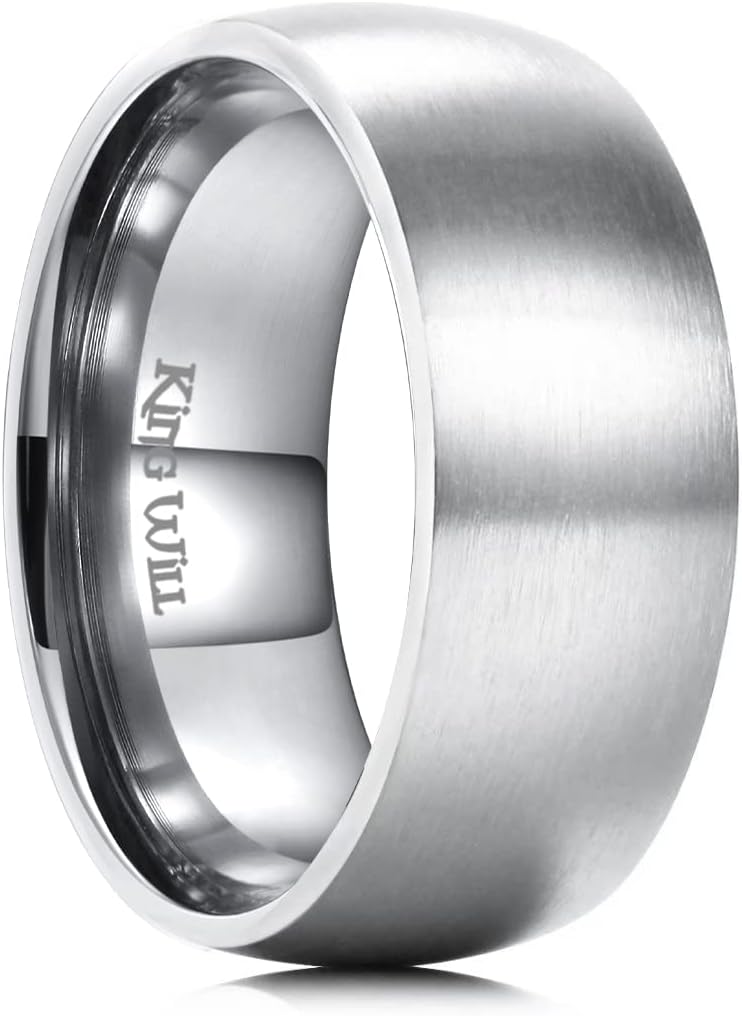 King Will Titanium Wedding Band for Men Women-Sliver/Black/Gold Plated Pure Titanium Wedding Ring, 3-9mm Widths Available Brushed Matte Design Comfort Fit Size 4-16 - Image 1