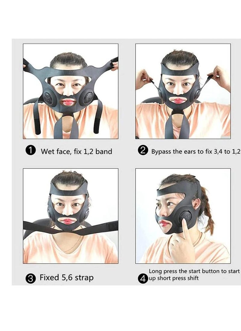 SYOSI - V-Face Massager,Electric Double Chin Reducer，3 Massage Modes，V Face Lifting Machine，Microcurrent Facial Massager Device，Facial Chin Lift，USB Charged Black - Image 1