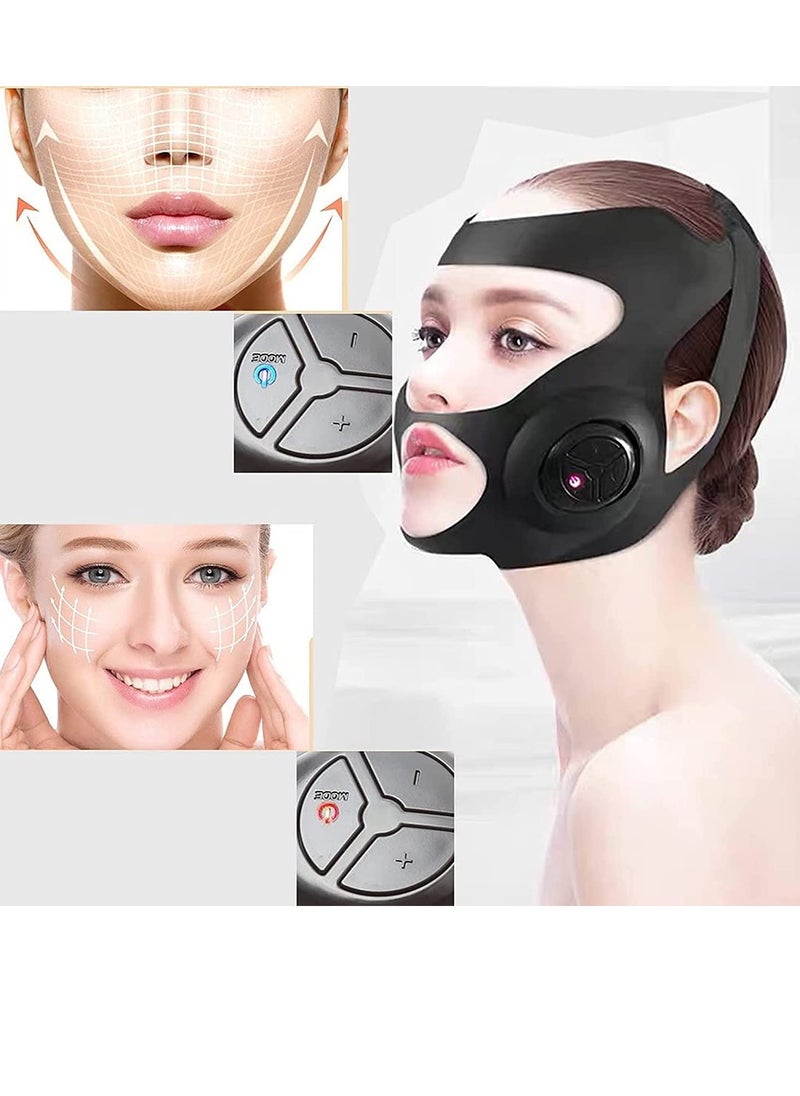 SYOSI - V-Face Massager,Electric Double Chin Reducer，3 Massage Modes，V Face Lifting Machine，Microcurrent Facial Massager Device，Facial Chin Lift，USB Charged Black - Image 1