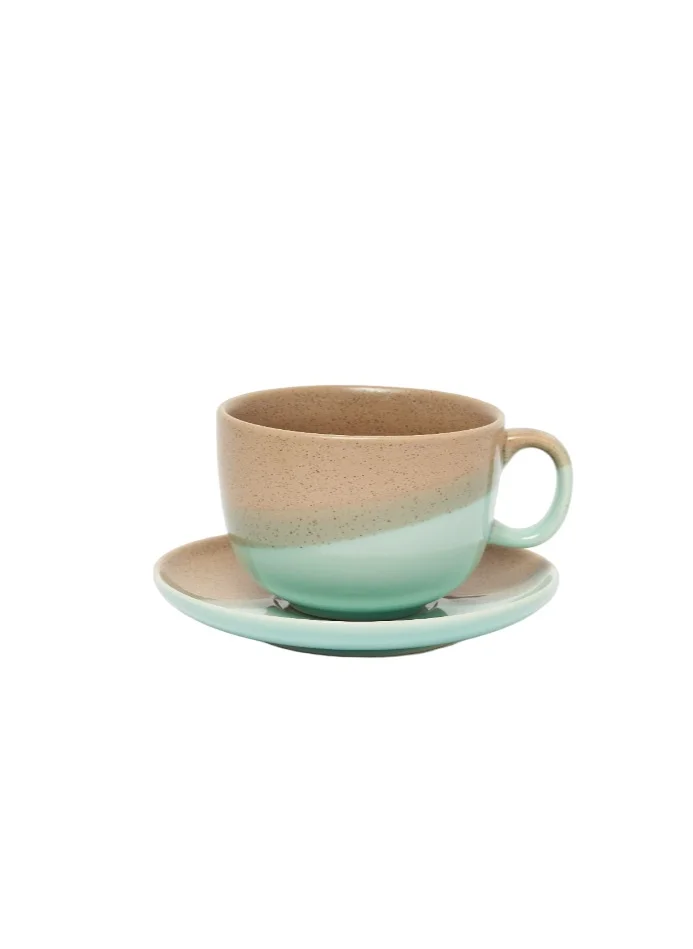 Prickly Pear Prickly Pear Set of 2 Splice Teacups & Saucer - Stylish Drinkware Set