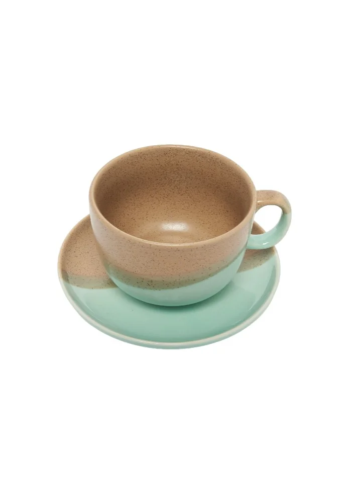 Prickly Pear Prickly Pear Set of 2 Splice Teacups & Saucer - Stylish Drinkware Set