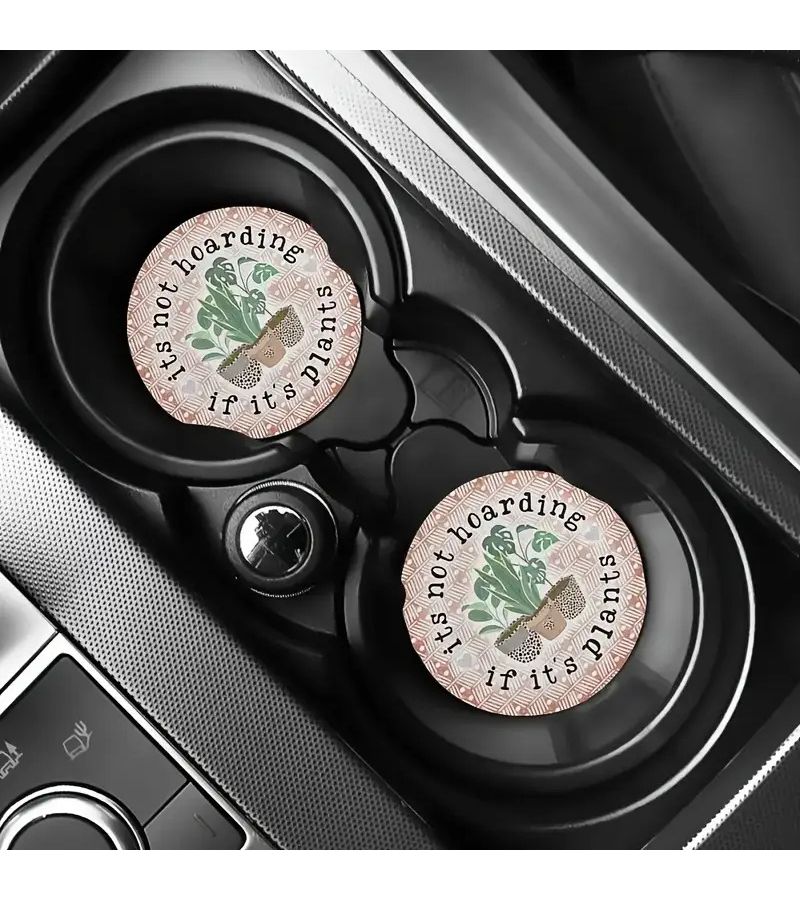 2pcs Fun Plant Lover Car Coasters Non Slip Cup Holder for Trucks SUV With Plant Quote - Image 5