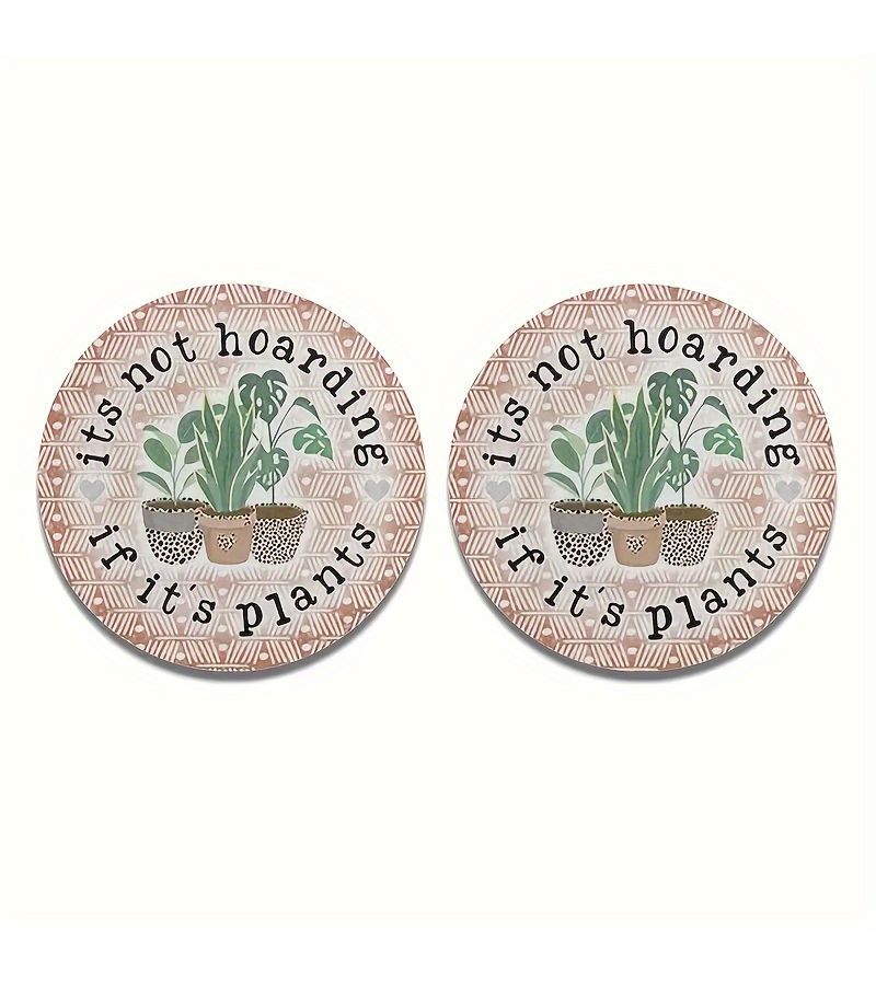 2pcs Fun Plant Lover Car Coasters Non Slip Cup Holder for Trucks SUV With Plant Quote - Image 4