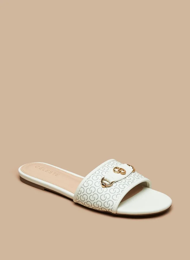 سيليست Women's Monogram Print Slip-On Flat Sandals