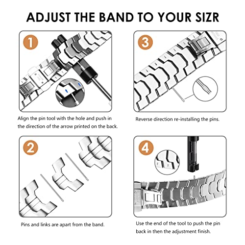 CHANCHY Stainless Steel Band for Apple Watch Band Apple Watch Ultra 3/2/1 Band 49mm, Series 11/10 46mm, 9/8/7 45mm, SE3/SE2/SE 6/5/4 44mm, 3/2/1 42mm, Metal Strap with Folding Clasp for Men, Titanium - Image 5