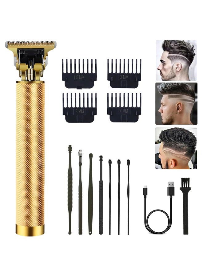 PXLISIE Hair Clippers for Men, Hair Trimmer T Blade Trimmer Zero Gapped Trimmer, Cordless Rechargeable Beard Trimmer Shaver Hair Cutting Kit with Ear Spoon Tool Set (Gold) - Image 1