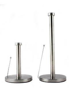 Generic 2-set Stainless Steel Paper Towel Holder with Base Vertical Design, Standing Paper Towel Roll Holder for Kitchen Bathroom Roll Organizer, One-Handed Operation Countertop Roll Dispenser  - Image 1