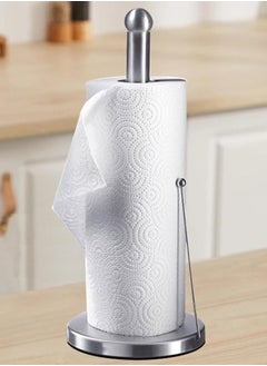 Generic 2-set Stainless Steel Paper Towel Holder with Base Vertical Design, Standing Paper Towel Roll Holder for Kitchen Bathroom Roll Organizer, One-Handed Operation Countertop Roll Dispenser  - Image 5