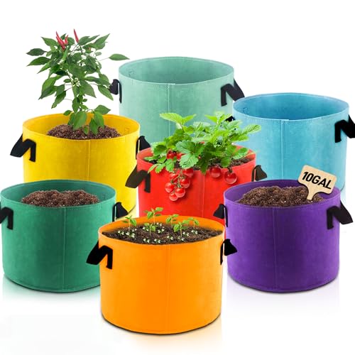 Biotolot 10Gallon Fabric Grow Bags 7 Pack of Mix Colors with Handles for Potato Tomato Flower and Vegetables - Image 1