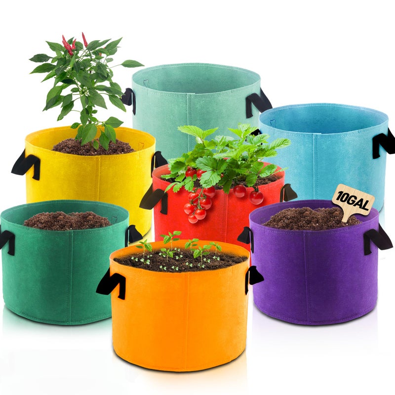 Biotolot 10Gallon Fabric Grow Bags 7 Pack of Mix Colors with Handles for Potato Tomato Flower and Vegetables - Image 2