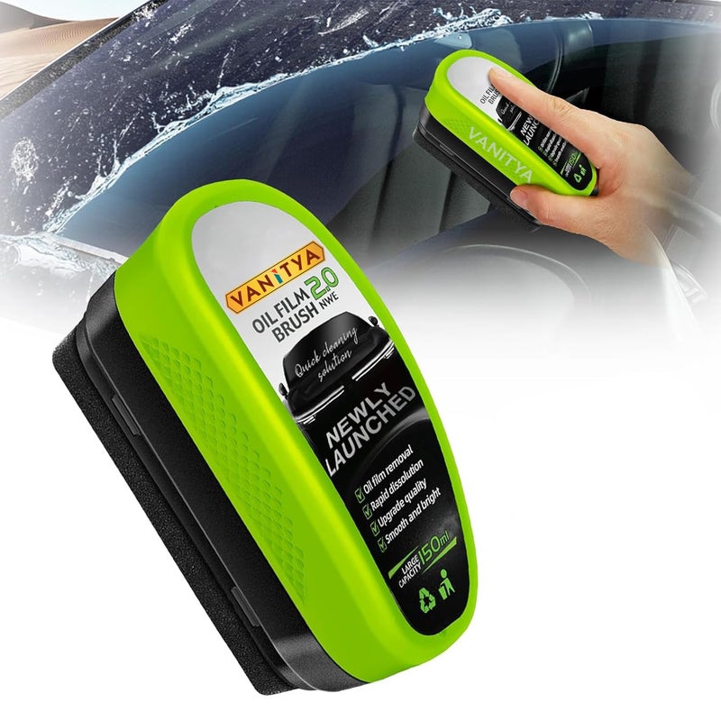 VANITYA فرشاة تنظيف فيلم الزيت VANITYA 2.0 المحدثة | أداة تنظيف زجاج السيارات | مزيل فيلم الزيت من الزجاج، فرشاة تنظيف الزجاج المضادة للتوهج برأس إسفنجي لرؤية واضحة وخالية من الخطوط - Image 1